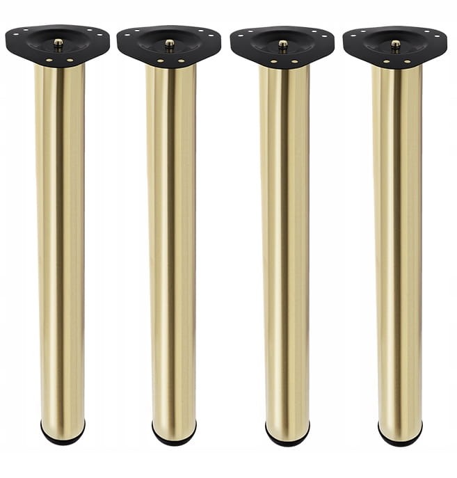 KOMPLET NÓG MEBLOWYCH OKRĄGŁYCH CHROM NOGI MEBLOWE ZŁOTE ZŁOTYCH 4 sztuki