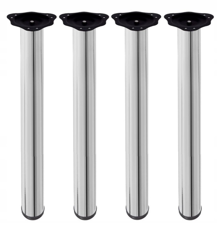 KOMPLET NÓG MEBLOWYCH OKRĄGŁYCH CHROM NOGI MEBLOWE CHROMOWANE 4 sztuki