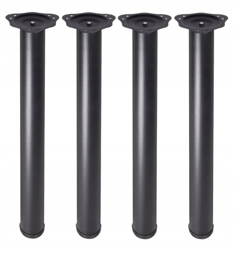 KOMPLET NÓG MEBLOWYCH OKRĄGŁYCH CZARNYCH NOGI MEBLOWE CZARNE 4 sztuki