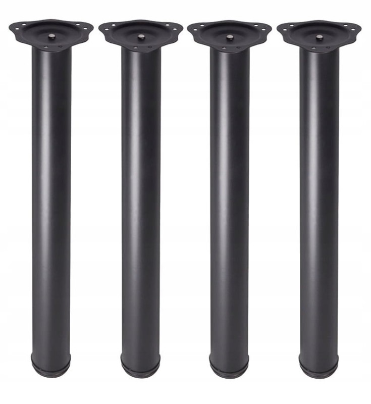 KOMPLET NÓG MEBLOWYCH OKRĄGŁYCH CZARNYCH NOGI MEBLOWE CZARNE 4 sztuki