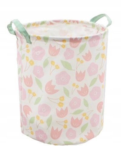 KOSZ POJEMNIK NA ZABAWKI PRANIE ECRU W KWIATY