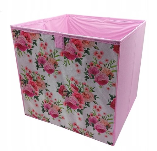 KOSZ POJEMNIK NA ZABAWKI UBRANIA PRANIE KWIATY RÓŻ