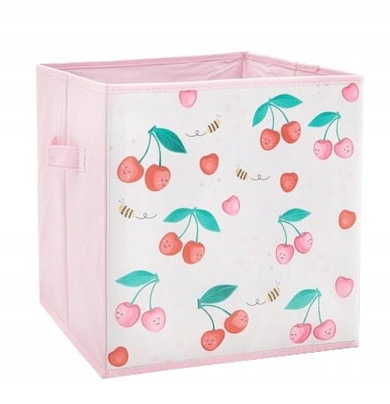 KOSZ POJEMNIK NA ZABAWKI UBRANIA PRANIE WISIENKI