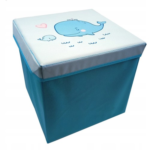 KOSZ POJEMNIK ZABAWKI UBRANIA PUFA PUFKA WIELORYBY