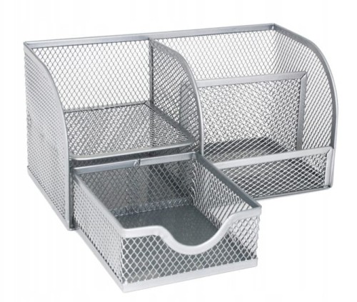 ORGANIZER PRZYBORNIK NA DŁUGOPISY BIURKO SREBRNY