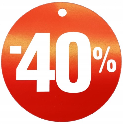 ETYKIETA PROMOCYJNA PRZECENA 40% 8,8 cm 10 sztuk