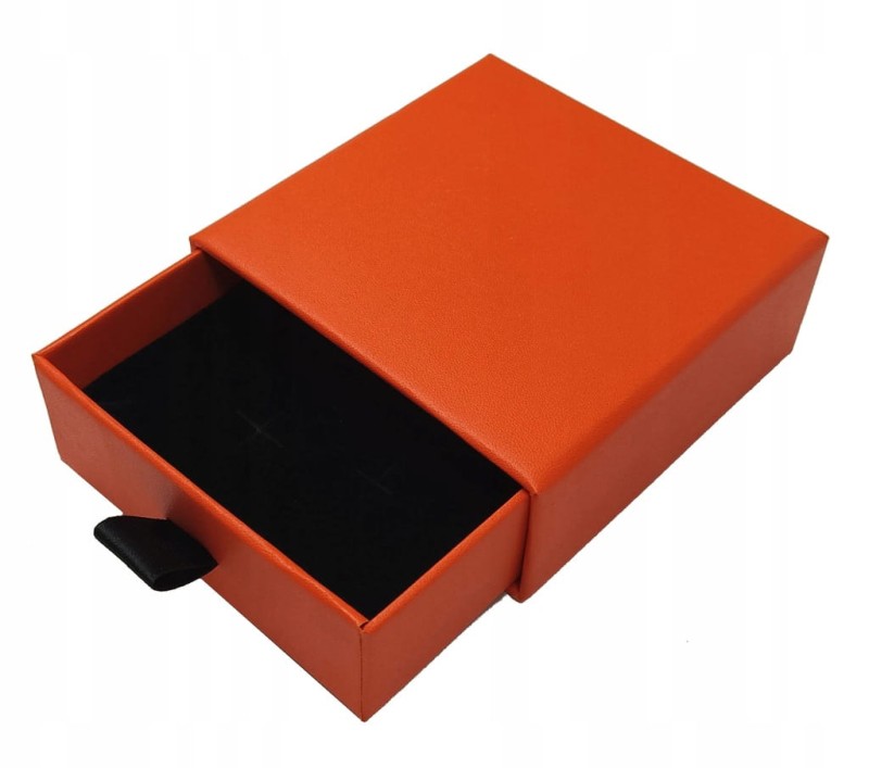 PUDEŁKO PIERŚCIONEK KOLCZYKI NA PREZENT POMARAŃCZ