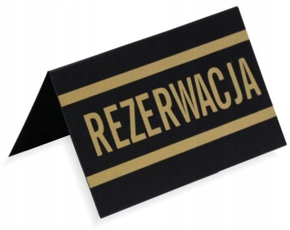 Stojak Stojaczek Rezerwacja Czarny do Restauracji na Stolik Tabliczka 9,5x6 cm