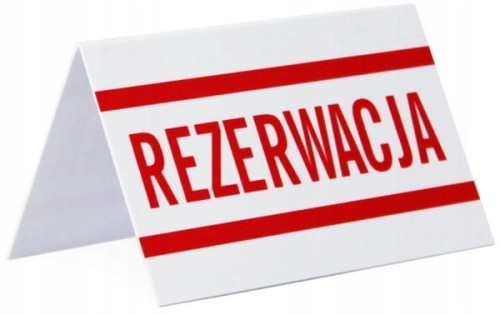 Stojak Stojaczek Rezerwacja do Restauracji na Stolik Tabliczka Rezerwacja Biała