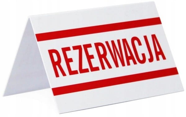 Stojak Stojaczek Rezerwacja do Restauracji na Stolik Tabliczka Rezerwacja 9,5x6 cm