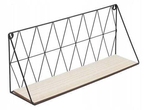 PÓŁKA ŚCIENNA WISZĄCA DREWNIANA METALOWA CZARNA