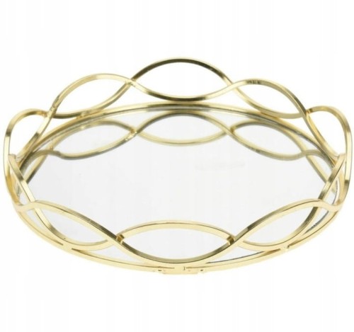 TACA PATERA SZKLANA LUSTRZANA ZŁOTA GLAMOUR