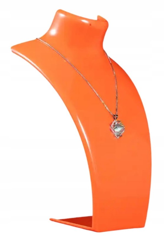 EKSPOZYTOR POPIERSIE NA ŁAŃCUSZKI NASZYJNIKI BIŻUTERIĘ POMARAŃCZOWY 22 cm