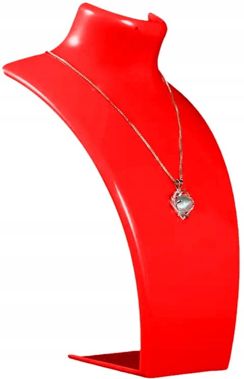 EKSPOZYTOR POPIERSIE NA ŁAŃCUSZKI NASZYJNIKI BIŻUTERIĘ CZERWONY 22 cm