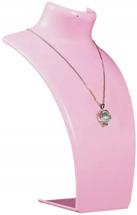 EKSPOZYTOR POPIERSIE NA ŁAŃCUSZKI NASZYJNIKI BIŻUTERIĘ RÓŻOWE RÓŻOWY 22 cm