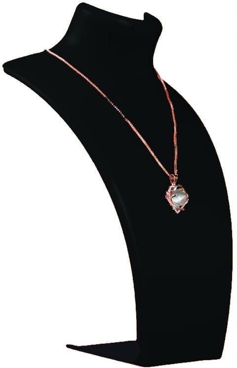 EKSPOZYTOR POPIERSIE NA ŁAŃCUSZKI NASZYJNIKI BIŻUTERIĘ CZARNE CZARNY 22 cm