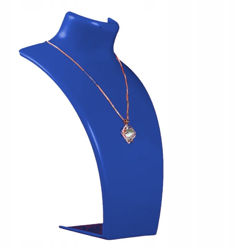 EKSPOZYTOR POPIERSIE NA ŁAŃCUSZKI NASZYJNIKI BIŻUTERIĘ NIEBIESKIE 22 cm