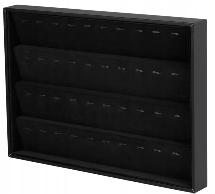 EKSPOZYTOR TACKA NA BIŻUTERIĘ KOLCZYKI CZTERY RZĘDY CZARNA