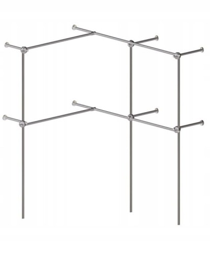 Metalowy narożny regał na odzież wieszak sklepowy rurowy 200x100x200 cm