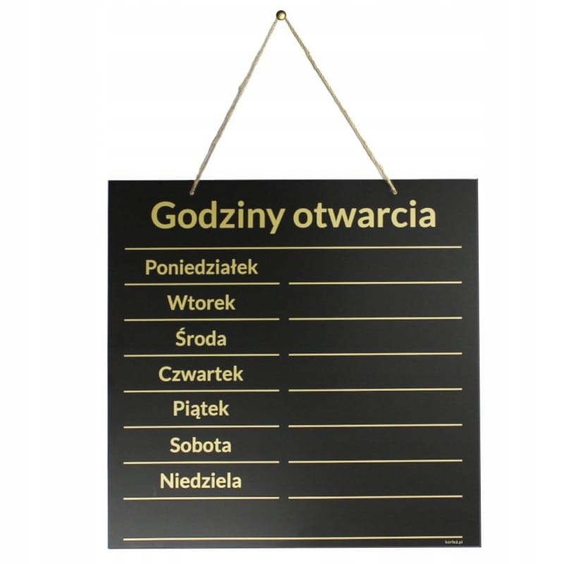 WYWIESZKA DUŻA KREDOWA GODZINY OTWARCIA CZARNA CZARNO ZŁOTA