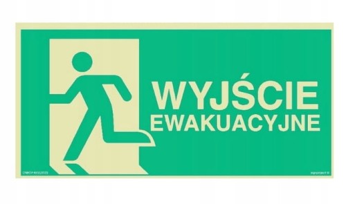TABLICA 300x150mm WYJŚCIE EWAKAUCYJNE W LEWO fotoluminescencyjny ŚWIECĄCY
