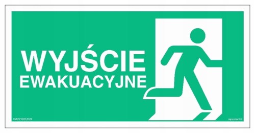 TABLICA 300x150mm WYJŚCIE EWAKAUCYJNE W PRAWO fotoluminescencyjny ŚWIECĄCY