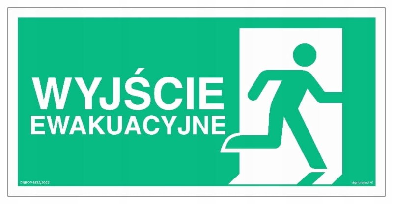 TABLICA 300x150mm WYJŚCIE EWAKAUCYJNE W PRAWO fotoluminescencyjny ŚWIECĄCY