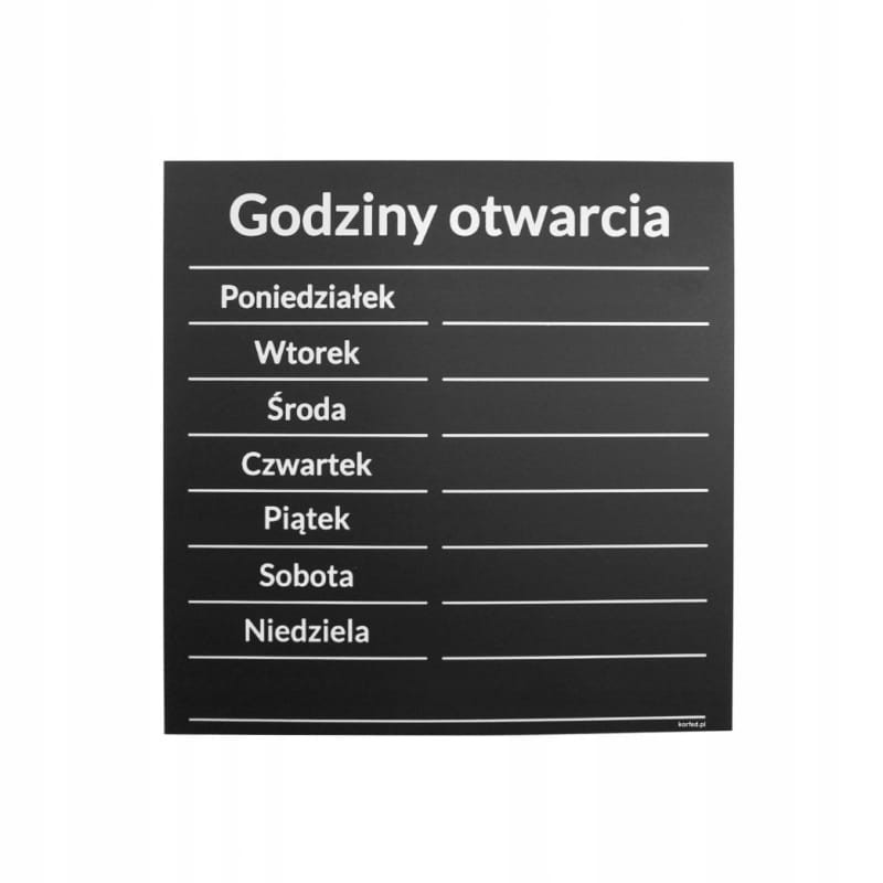 Tabliczka Kredowa Godziny Otwarcia Czarno-Biała 25x25 cm Wywieszka HIPS