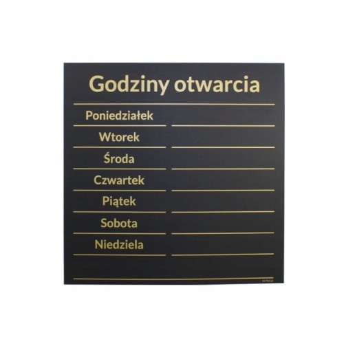 Tabliczka Kredowa Godziny Otwarcia Czarno Złota