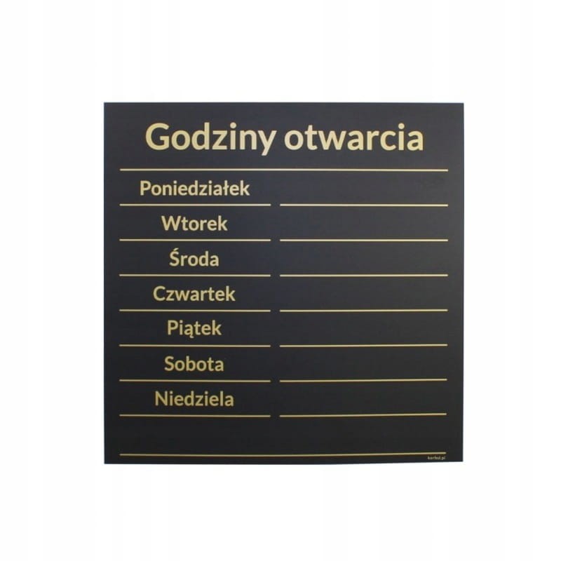 Tabliczka Kredowa Godziny Otwarcia Czarno-Złota 25x25 cm Wywieszka HIPS