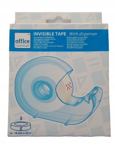 PRZEŹROCZYSTA TAŚMA 3 ROLKI Z DOZOWNIKIEM BIUROWA TAŚMA