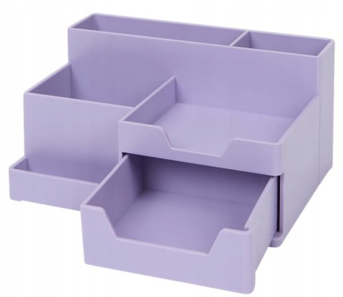 ORGANIZER NA BIURKO PRZYBORNIK SZUFLADA NA KARTECZKI DŁUGOPISY FIOLETOWY