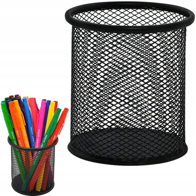 Organizer przybornik pojemnik metal druciany czarny na długopisy