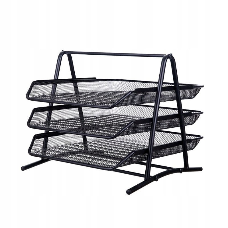 PRZYBORNIK SEGREGATOR DOKUMENTÓW ORGANIZER BIUROWY 3 PÓŁKI CZARNY