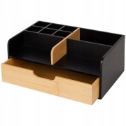 ORGANIZER NA BIURKO PRZYBORNIK BIUROWO CZARNY BAMBUS BAMBUSOWY CZARNO