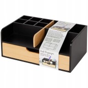 ORGANIZER NA BIURKO PRZYBORNIK BIUROWO CZARNY BAMBUS BAMBUSOWY CZARNO