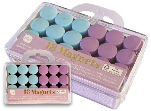 MINI MAGNESY NA LODÓWKĘ TABLICĘ Magnes OKRĄGŁE ZESTAW 18 szt. FIOLET