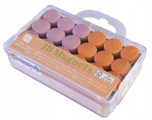 MINI MAGNESY NA LODÓWKĘ TABLICĘ Magnes OKRĄGŁE ZESTAW 18 szt. POMARAŃCZ