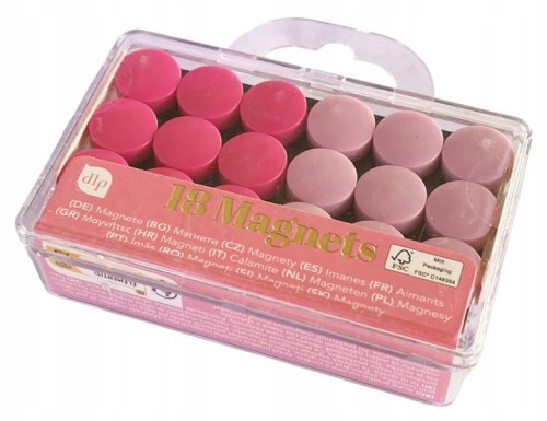 MINI MAGNESY NA LODÓWKĘ TABLICĘ Magnes OKRĄGŁE ZESTAW 18 szt. RÓŻOWE