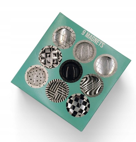 Zestaw magnesów Magnesy do tablicy Magnesiki okrągłe 9 sztuk szklane