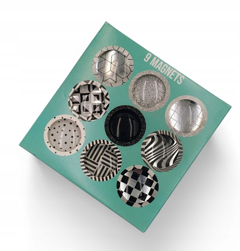 Zestaw magnesów Magnesy do tablicy Magnesiki okrągłe 9 sztuk szklane