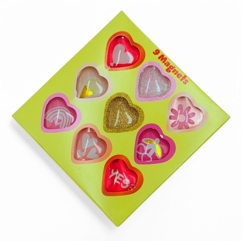 Zestaw magnesów Magnesy do tablicy Magnesiki serca serce 9 sztuk szklane