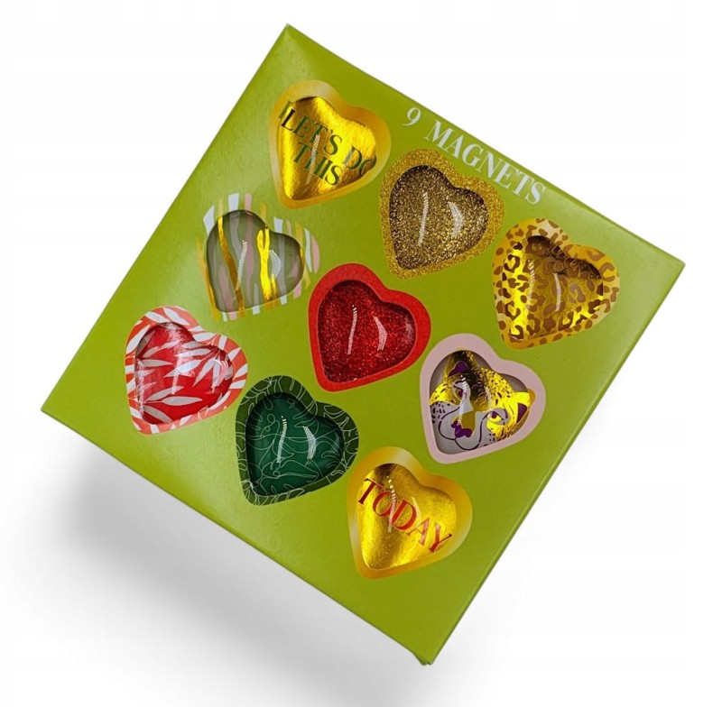 Zestaw magnesów Magnesy do tablicy Magnesiki serca serce 9 sztuk szklane