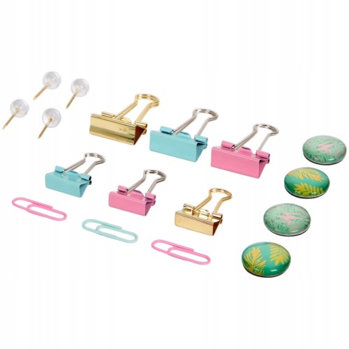 ZESTAW PRZYBORÓW BIUROWYCH W OPAKOWANIU 43szt MAGNESY SPINACZE KLIPSY