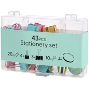 ZESTAW PRZYBORÓW BIUROWYCH W OPAKOWANIU 43szt MAGNESY SPINACZE KLIPSY