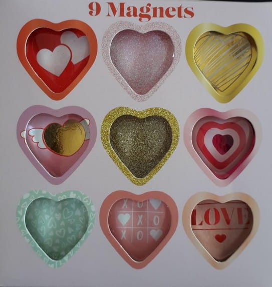 ZESTAW SZKALANYCH MAGNESÓW KSZTAŁT SERCA MAGNESY 9sztuk LODÓWKA TABLICA