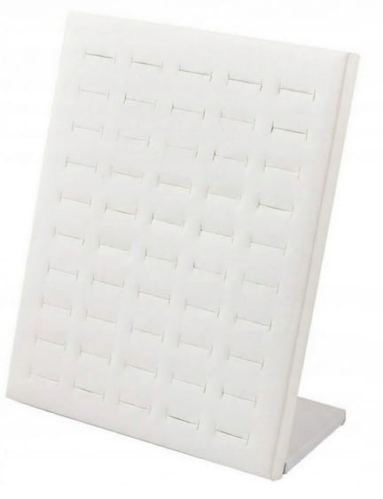 EKSPOZYTOR STOJAK NA BIŻUTERIĘ PIERŚCIONKI BIAŁY SKÓRZANY