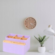 ORGANIZER NA BIURKO BAMBUSOWY Z PRZEGRÓDKAMI 18x16x10 cm EKO fiolet bambus
