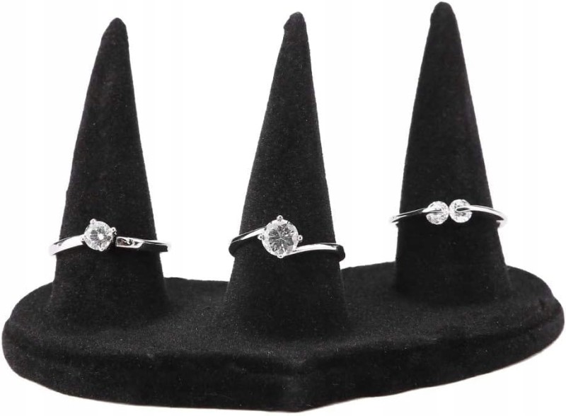 EKSPOZYTOR STOJAK STOŻEK NA PIERŚCIONEK CZARNY SERCE 3 STOŻKI PIERŚCIONKI