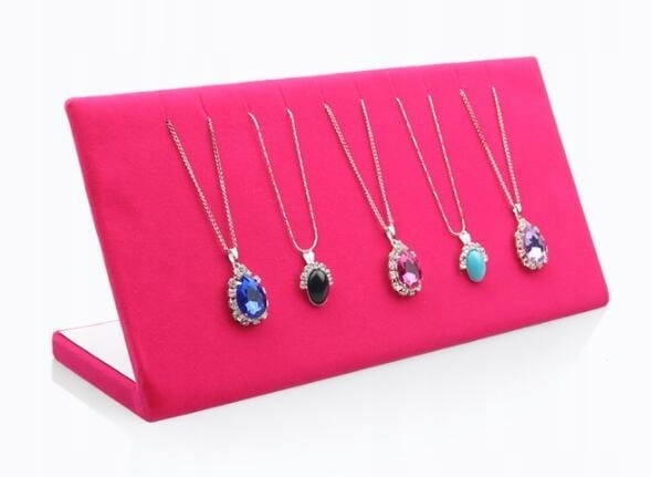 EKSPOZYTOR STOJAK NA ŁAŃCUSZKI NASZYJNIKI BRANSOLETKI BIŻUTERIĘ RÓŻOWY nisk